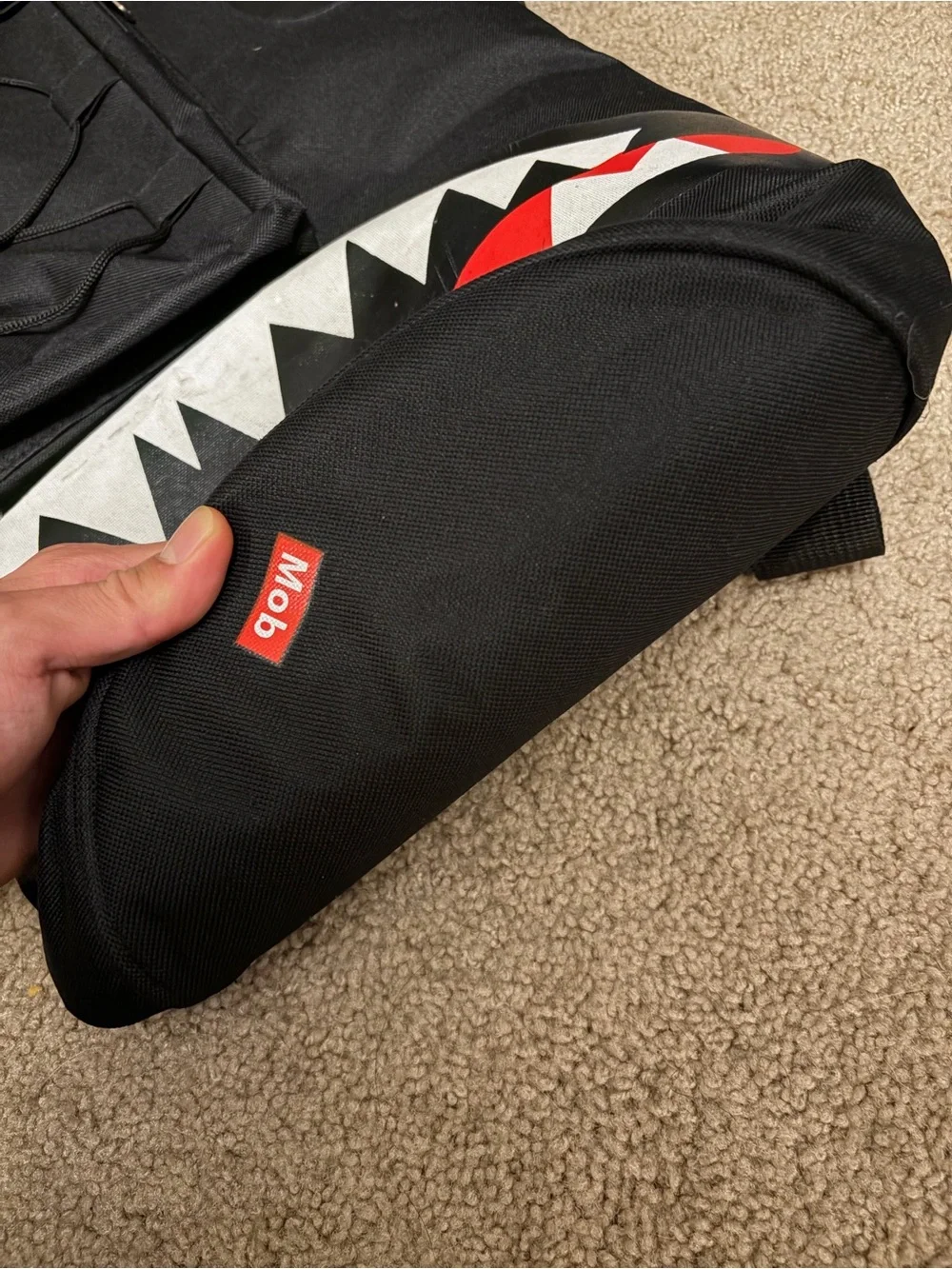 Spray ground duffel bag shark face